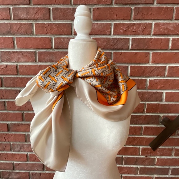 Burberry Monogram Silk Print Square Scarf 35”x35” - Picture 10 of 16